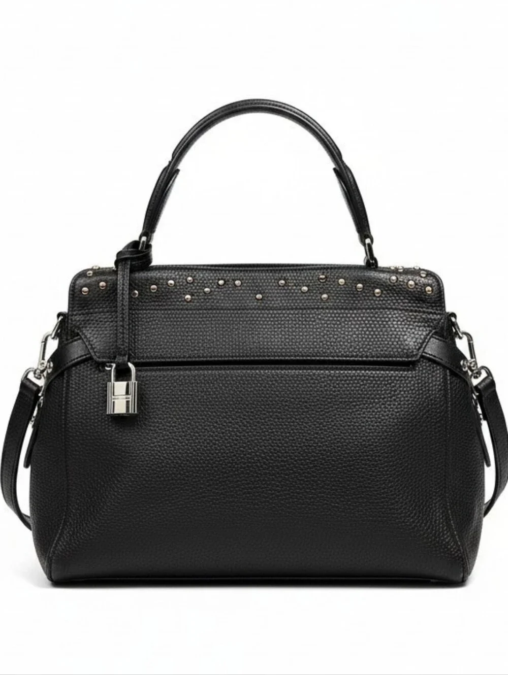 Michael Kors Black Studded Leather Satchel